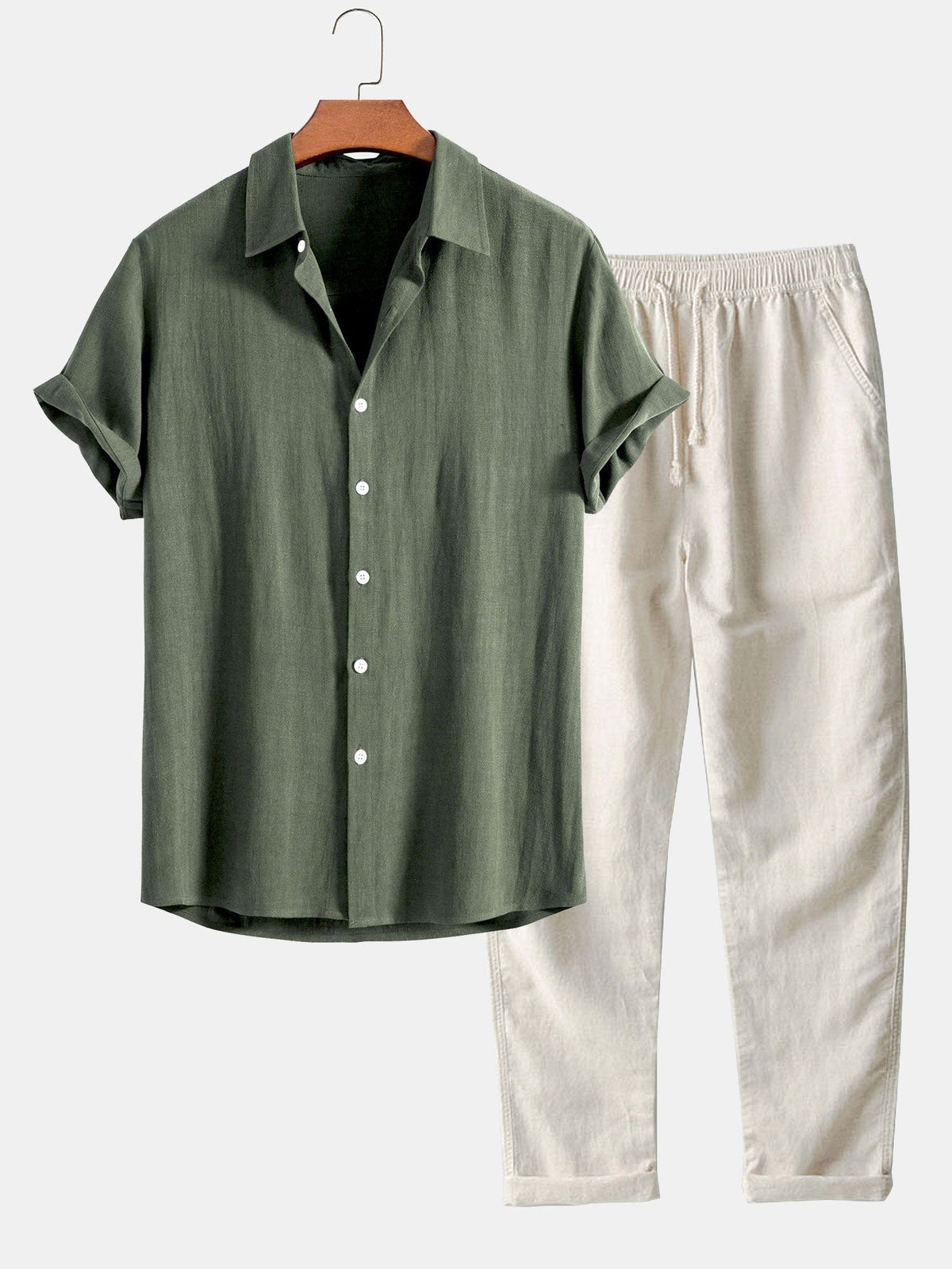 Men's Button-Up Shirt and Straight Leg Trousers in Blend