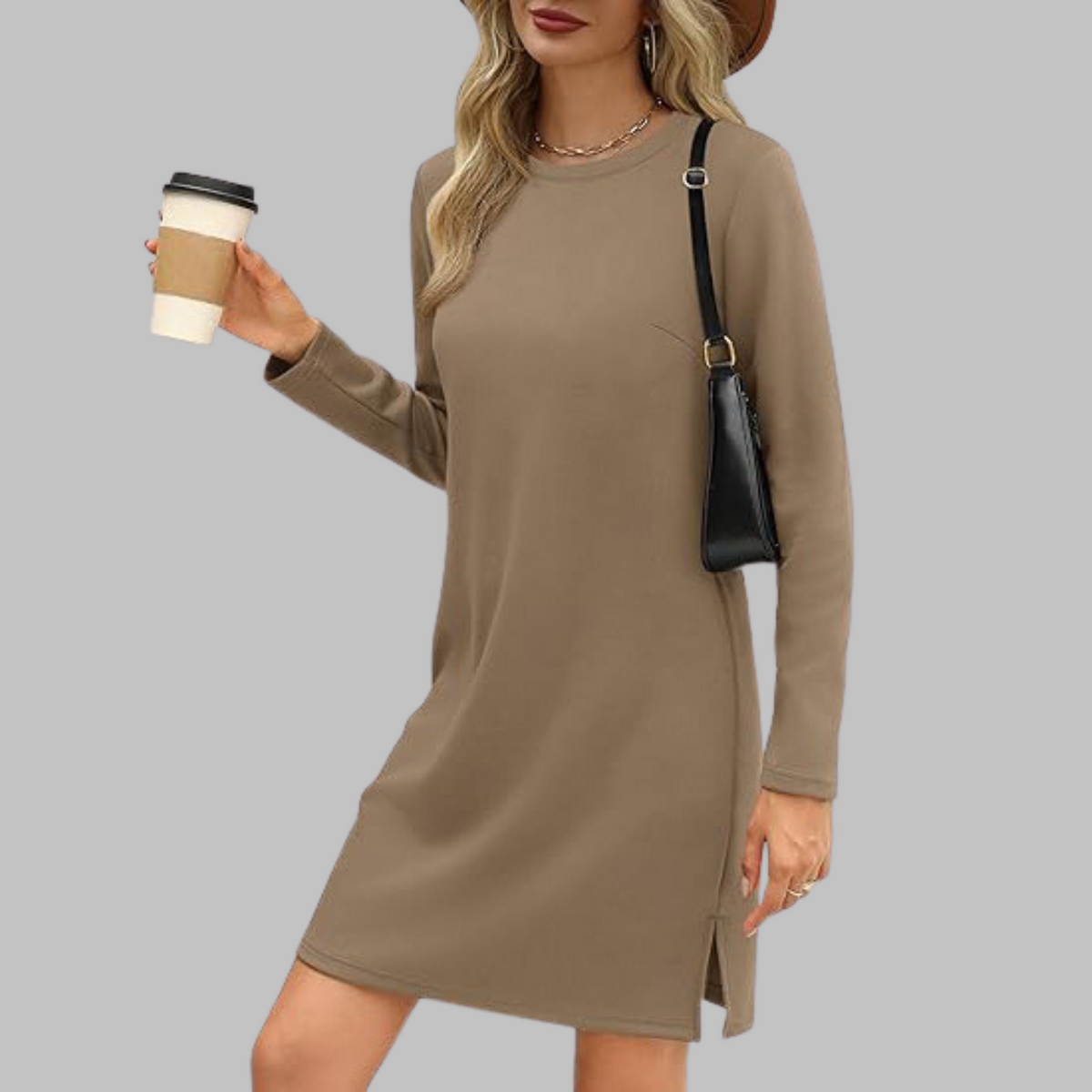 Talia | Women's Casual Long Sleeve Round Neck Mini Dress