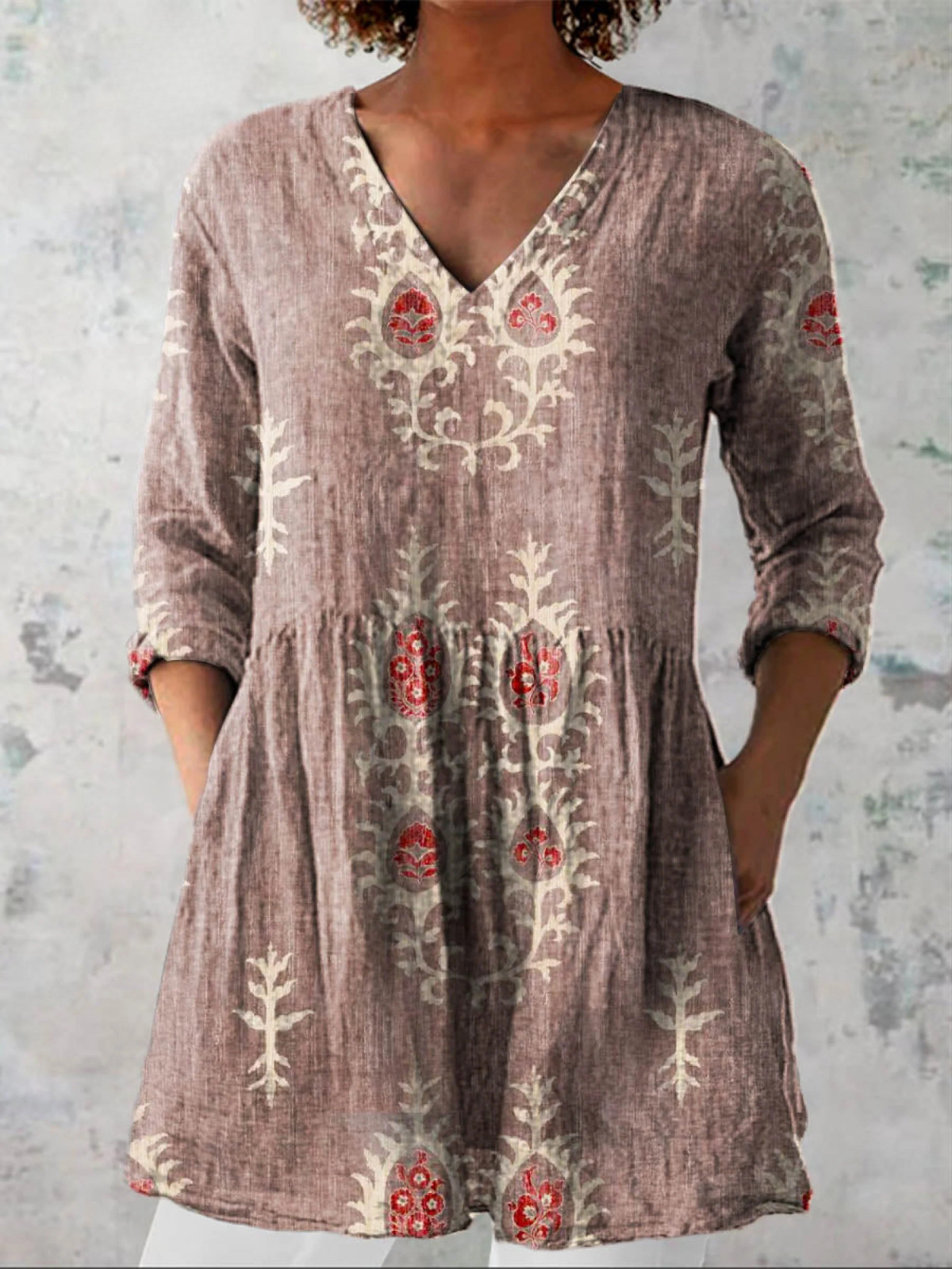 Elise | Women's Longline Relaxed Long Blouse with V-Neck