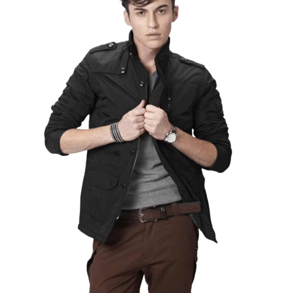 Men's Elegant Windproof Jacket with Long Sleeve