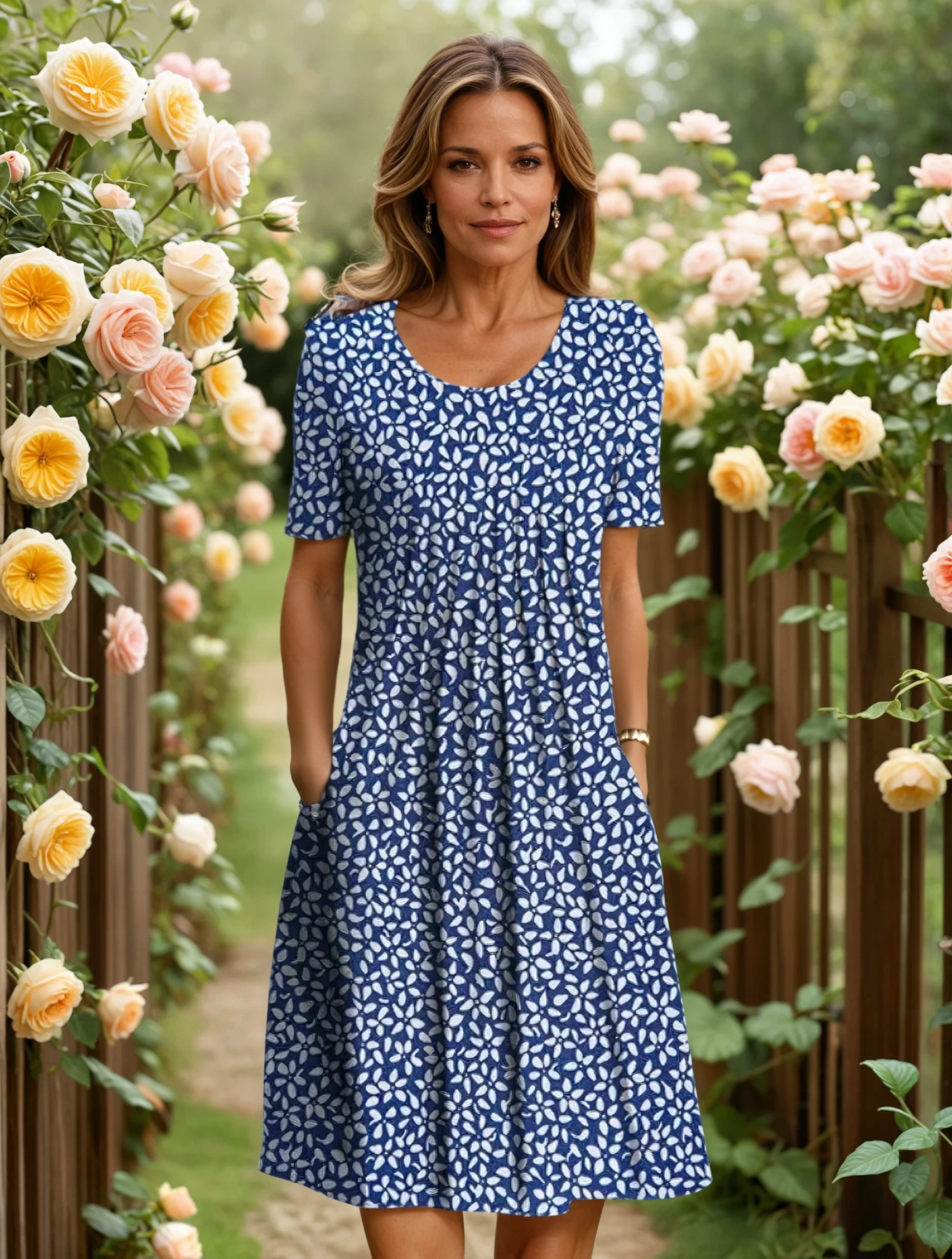 Fiona | Women's Elegant Everyday Midi Dress with Pockets