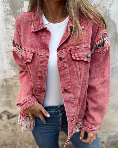 Eva | Relaxed Denim Patchwork Casual Jacket with Pockets