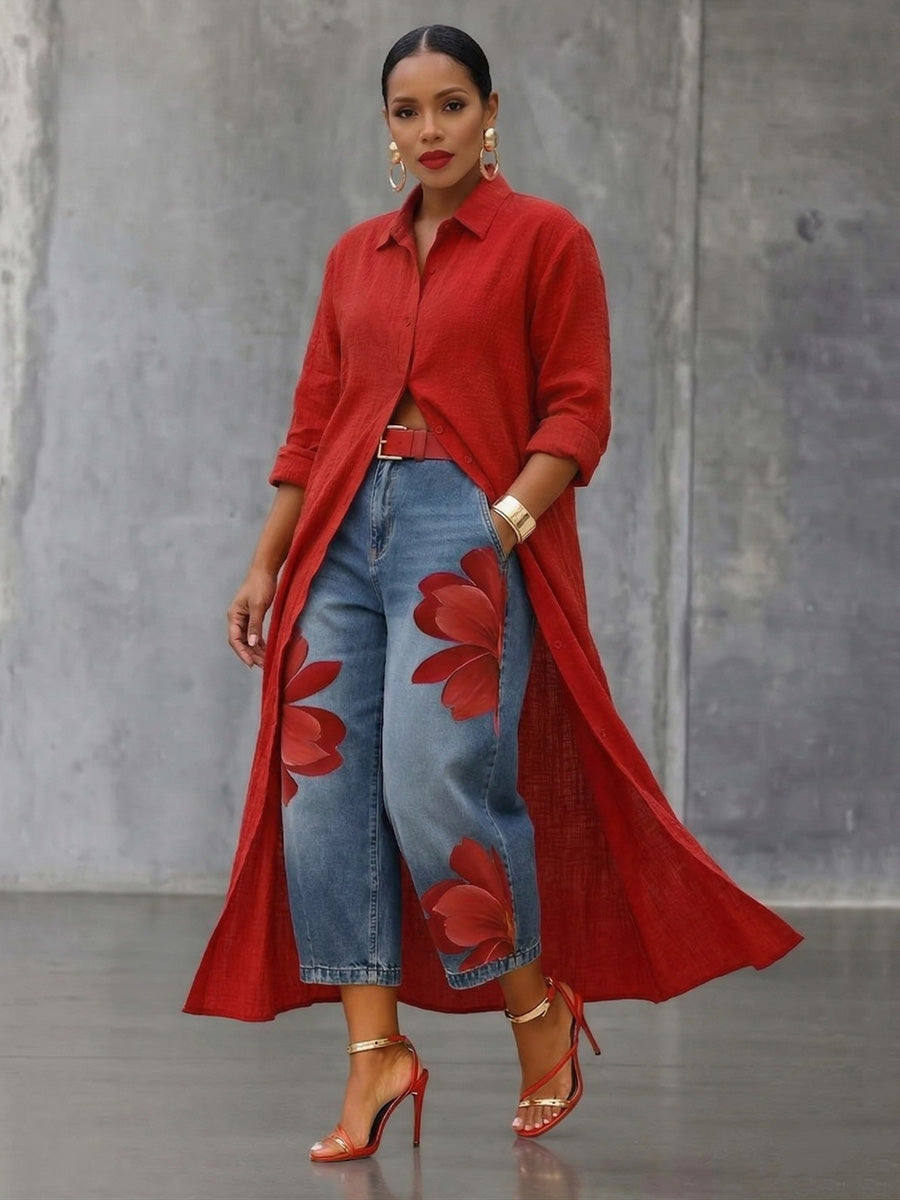 Sophia | Women's Elegant Flower Trousers with Pockets