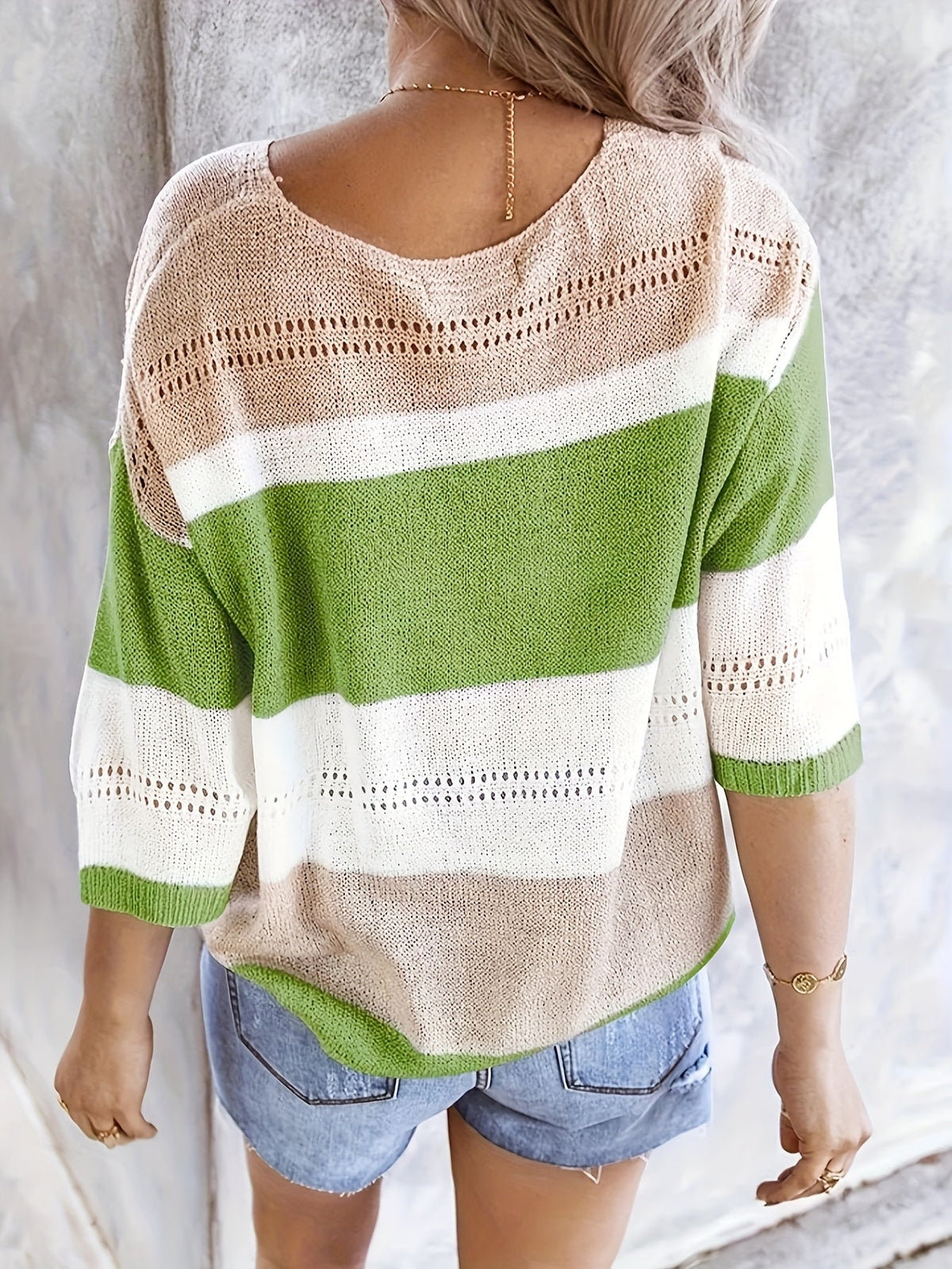 Olga | Women's Casual Striped V-Neck Jumper