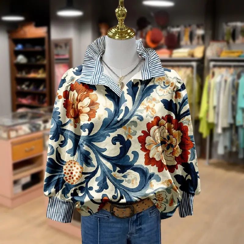 Serenity | Women's Classy Vintage Floral Printed Blouse