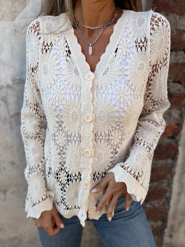 Nadia | Women's Cozy Cardigan with V-Neck and Long Sleeve