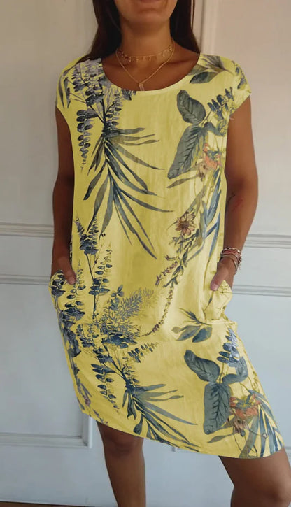 Summer Mini Dress for Women with Pockets and Vibrant Print