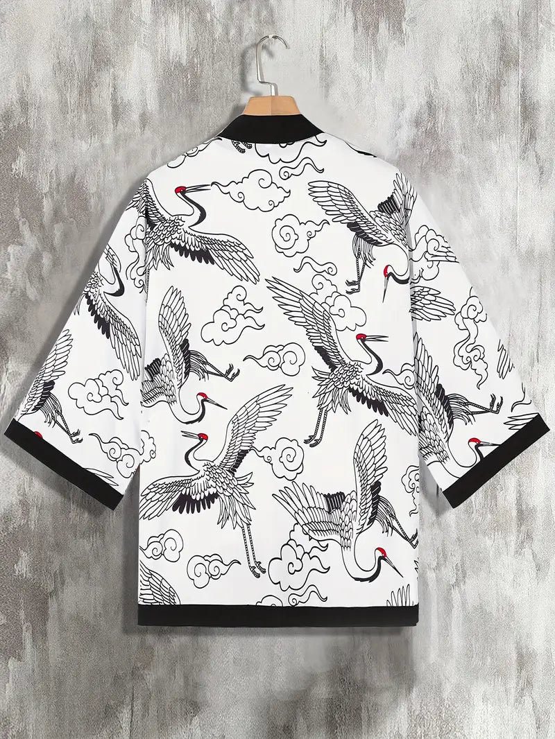 Aki | Men’s Lightweight Kimono Cardigan with Asymmetric Neck and 3/4 Sleeve