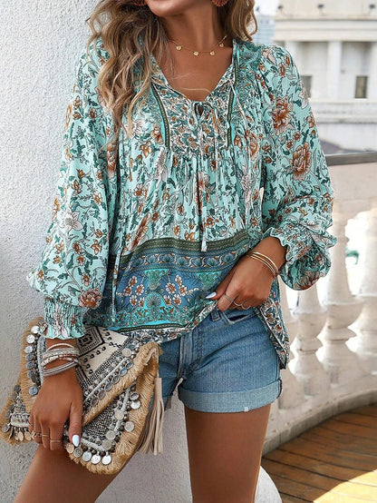 Beverly | Women's Summer Floral Top with Drawstring