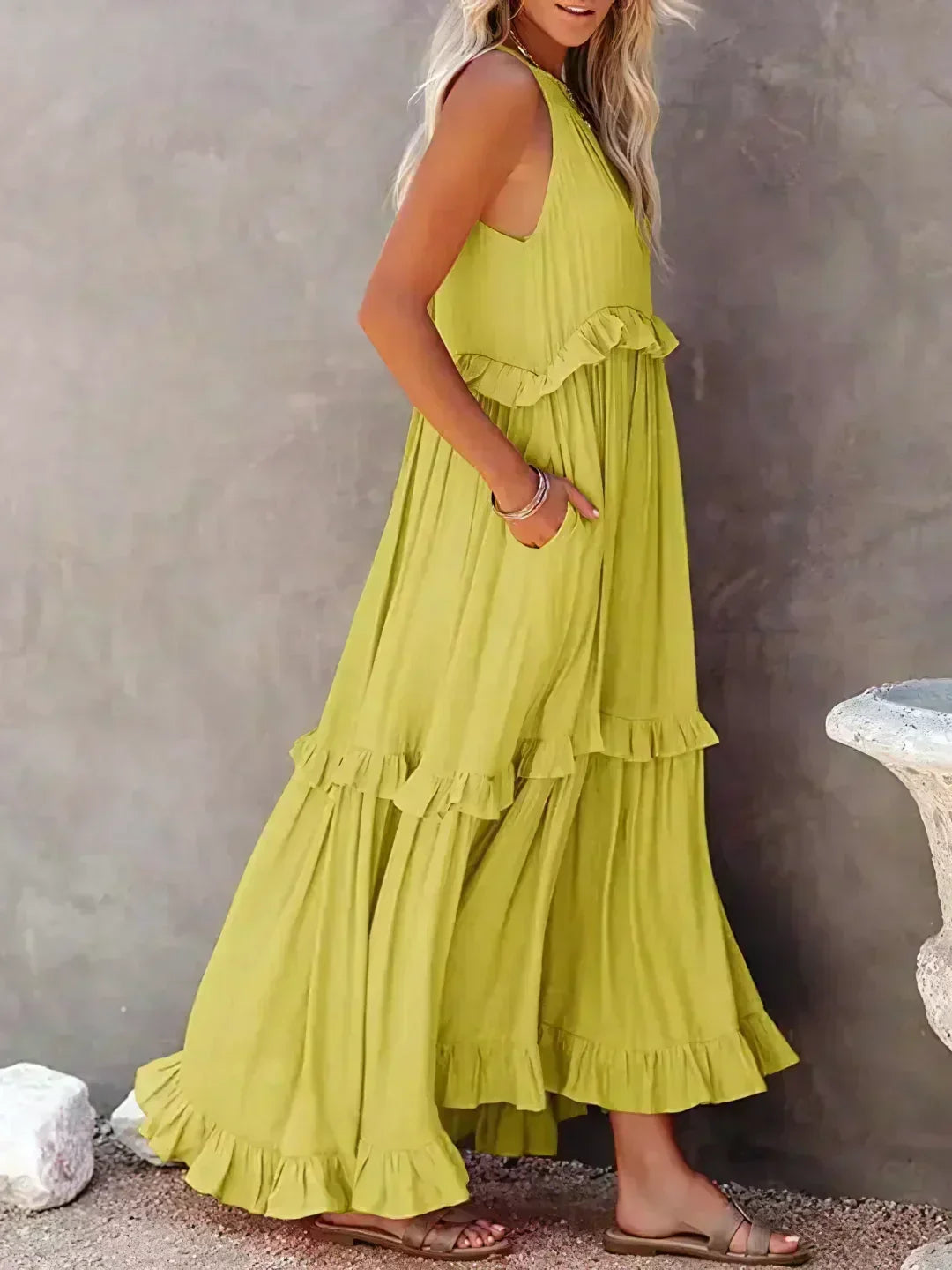 Sarah | Women's Halter Ruffle Maxi Dress (Almost Sold Out)
