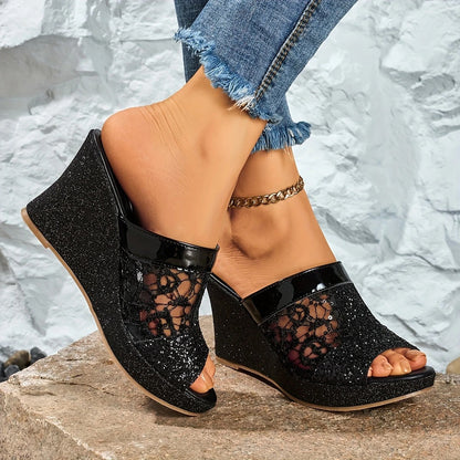 Alexis | Women's Open-Toe Elegant lace high-heeled sandals with Sequins