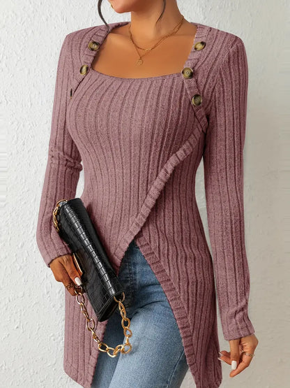 Julia | Women's Trendy Ribbed Asymmetrical Top