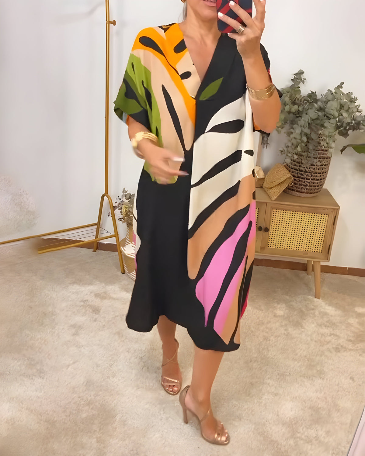 Rianna | Women's Abstract Print Dress with V-Neck