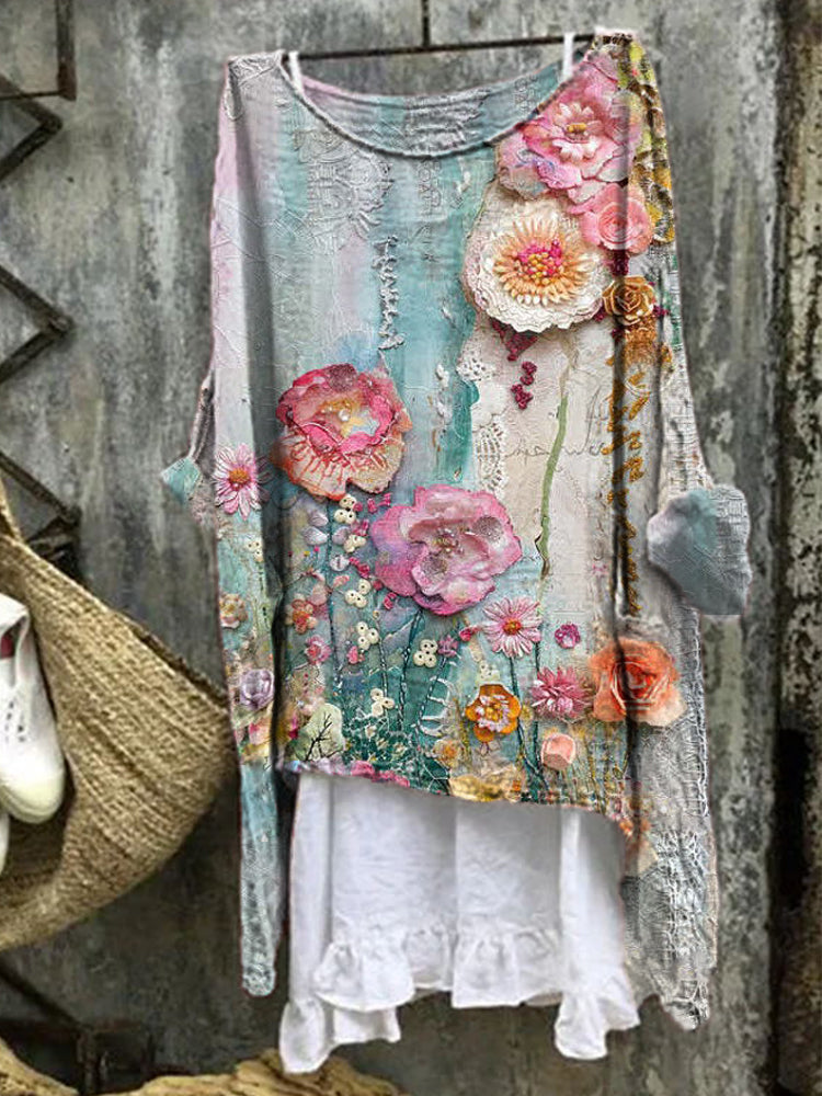 Seliane | Women's Floral Relaxed Artistic Print Blouse