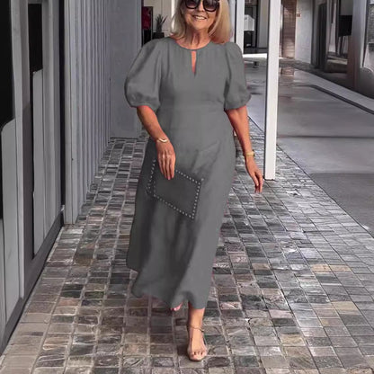 Juliana | Women's Elegant Puff-Sleeve Midi Dress