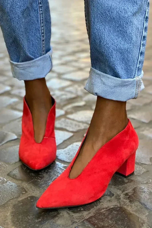 Women's Pointed-Toe Elegant Block Heel Pumps