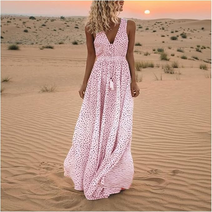 Gayle | Women's Bohemian Maxi Dress with Drawstring