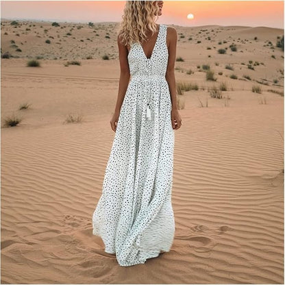 Gayle | Women's Bohemian Maxi Dress with Drawstring