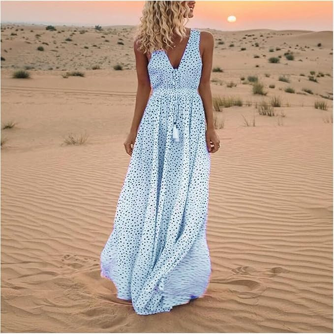 Gayle | Women's Bohemian Maxi Dress with Drawstring