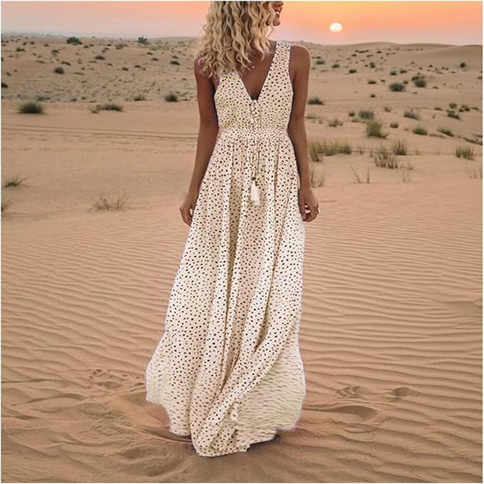 Gayle | Women's Bohemian Maxi Dress with Drawstring
