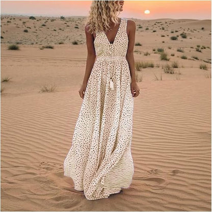 Gayle | Women's Bohemian Maxi Dress with Drawstring
