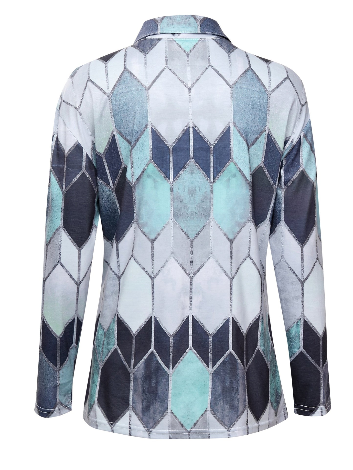 Bianca | Women's Longline Colourful Geometric Zip-Up Shirt