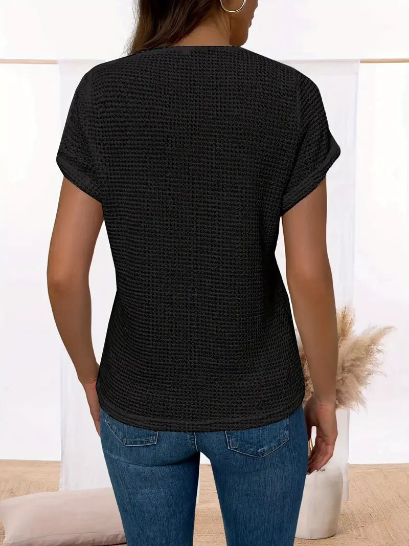 Megan | Women's Stylish Round Neckline Shirt with Ruffle Detail