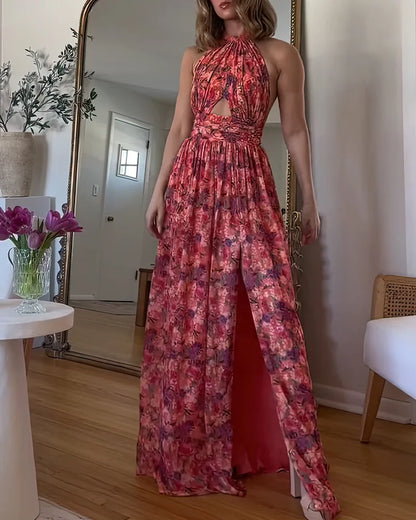 Iris | Women's Backless Floral Printed Maxi Dress