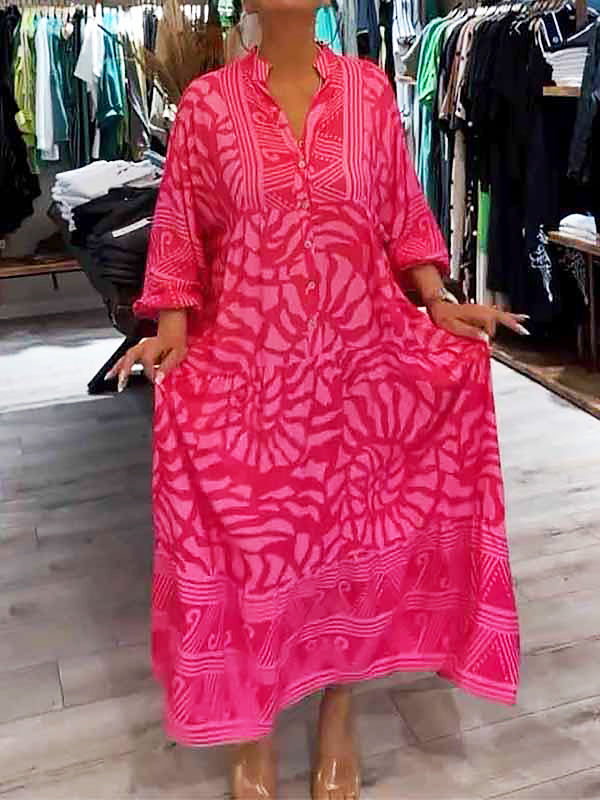 Mira | Women's V-Neck Printed Midi Dress (Almost Sold Out)