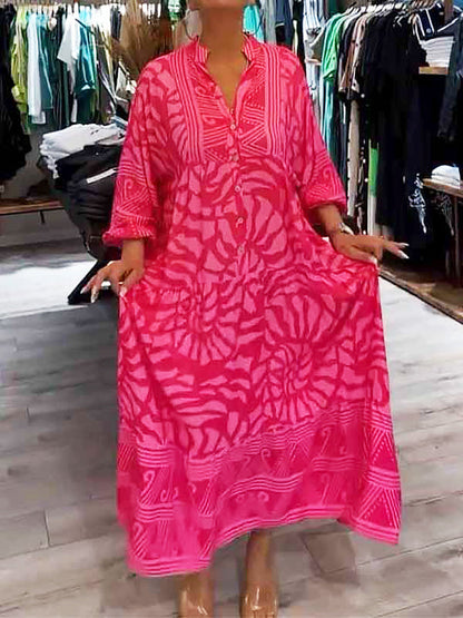 Mira | Women's V-Neck Printed Midi Dress (Almost Sold Out)