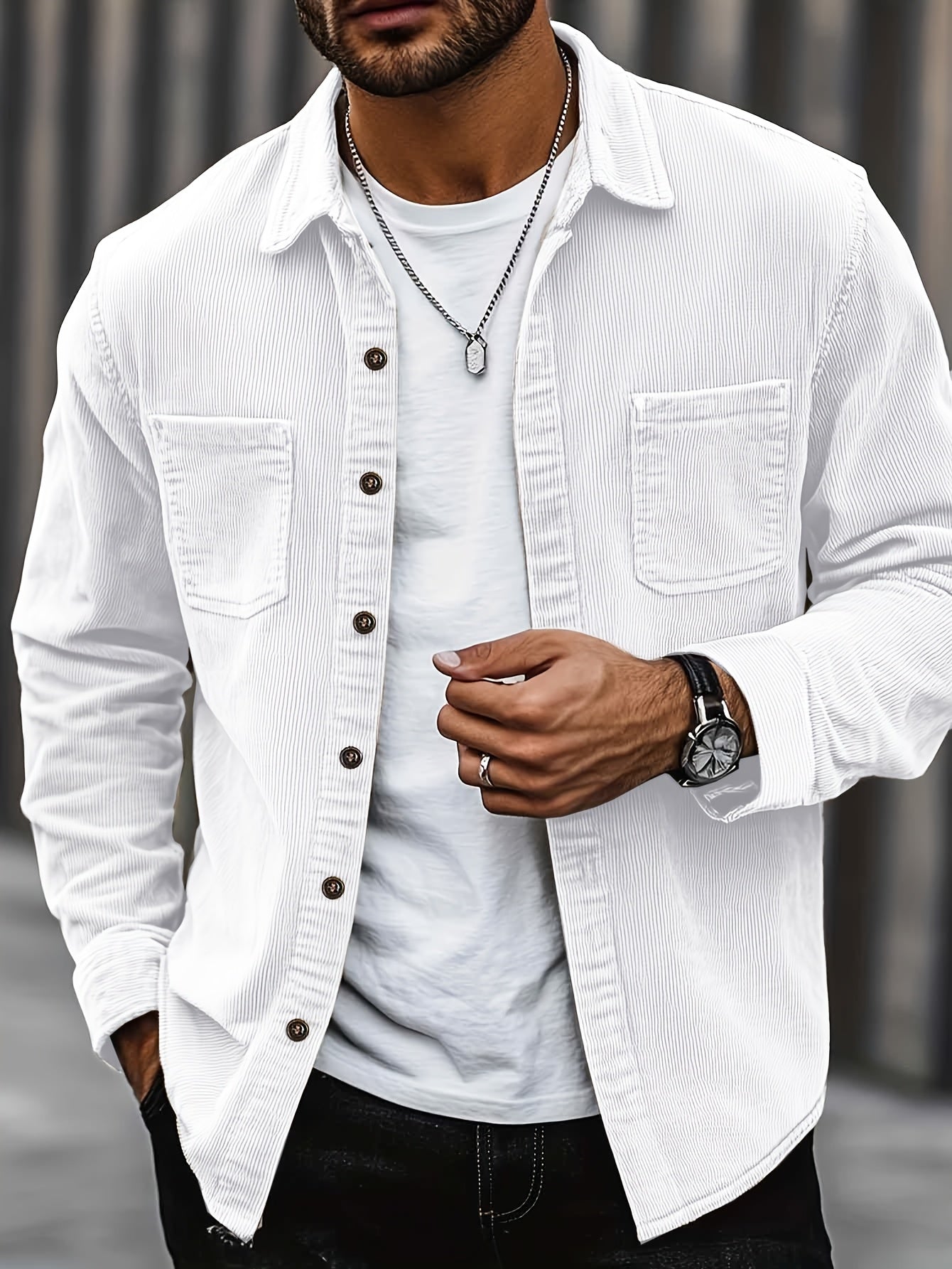 Johan Men's Shirt Jacket with Pockets and Long Sleeve