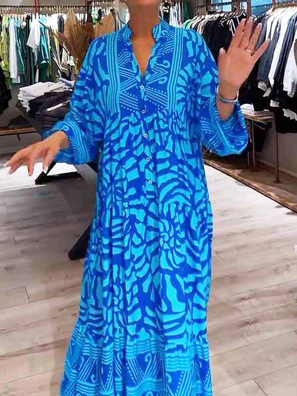 Mira | Women's V-Neck Printed Midi Dress (Almost Sold Out)