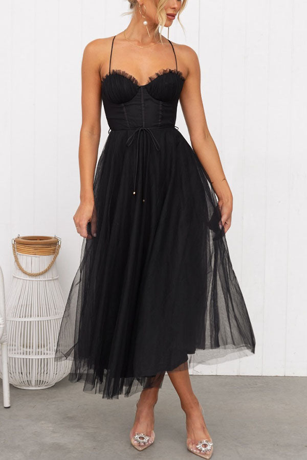 Women's Contemporary Princess Maxi Dress with Suspenders for Parties