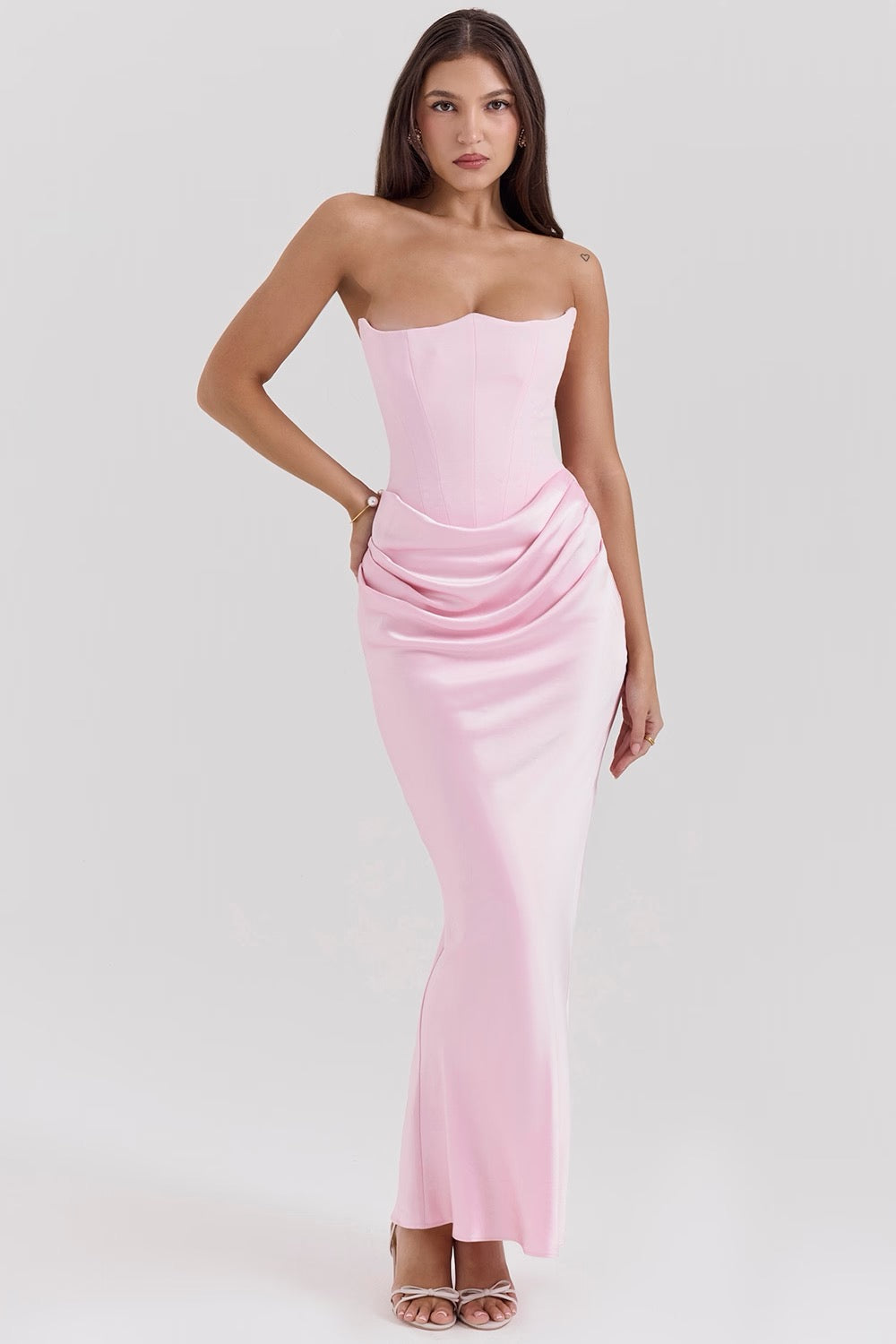 Hera | Women's Elegant Retro Solid Colour Strapless Party Maxi Dress