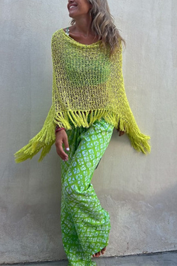 Women's Sunset Breeze Tassel Cover-Up with Hollow-Out Design