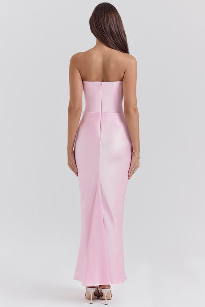 Hera | Women's Elegant Retro Solid Colour Strapless Party Maxi Dress