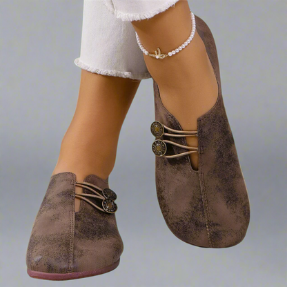 Kreszentia | Women's Cushioned Lace-Up Cozy Button Slip-On Shoes