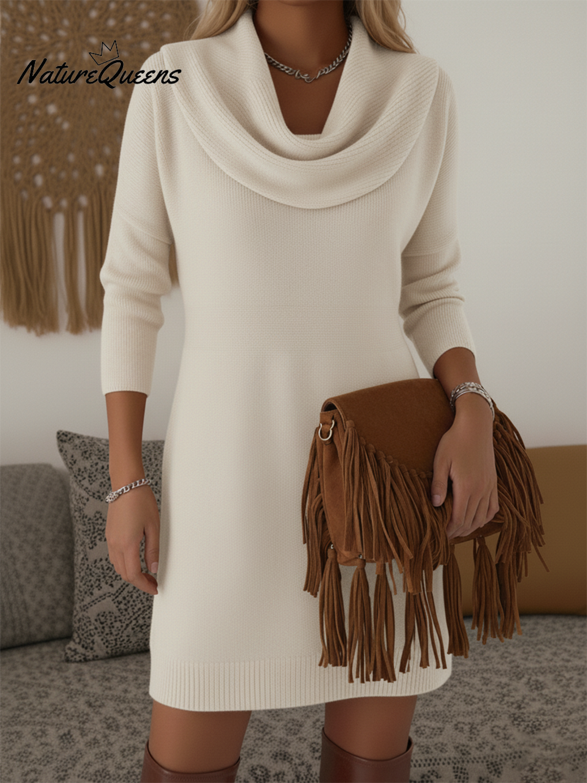 Lola | Women's Relaxed Cozy Elegant Jumper Midi Dress