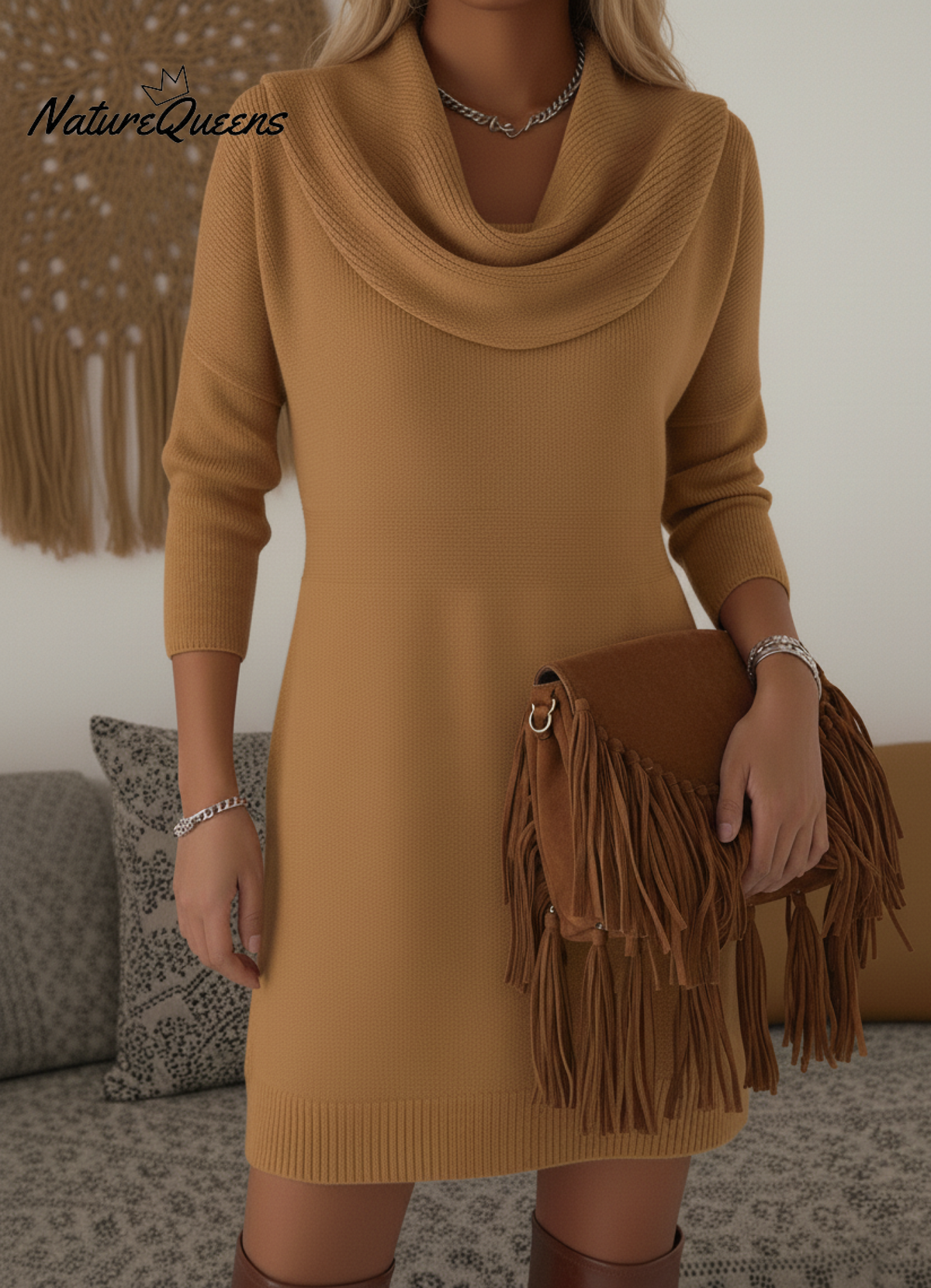 Lola | Women's Relaxed Cozy Elegant Jumper Midi Dress