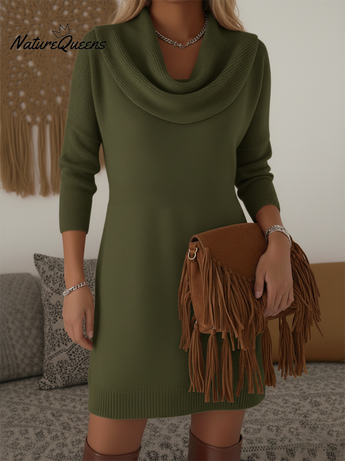Lola | Women's Relaxed Cozy Elegant Jumper Midi Dress
