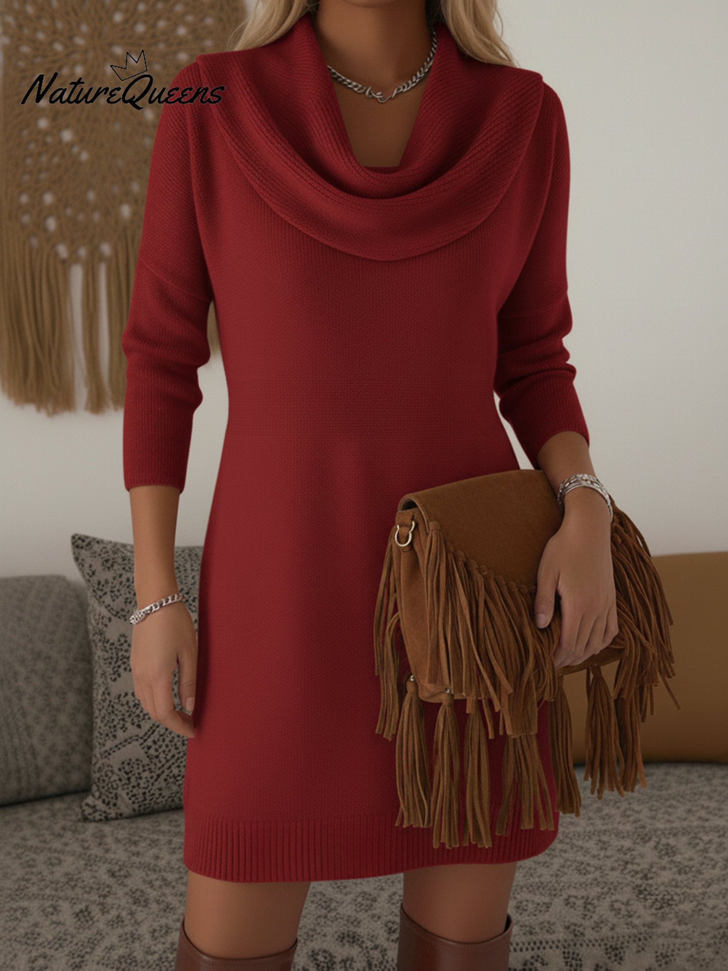Lola | Women's Relaxed Cozy Elegant Jumper Midi Dress