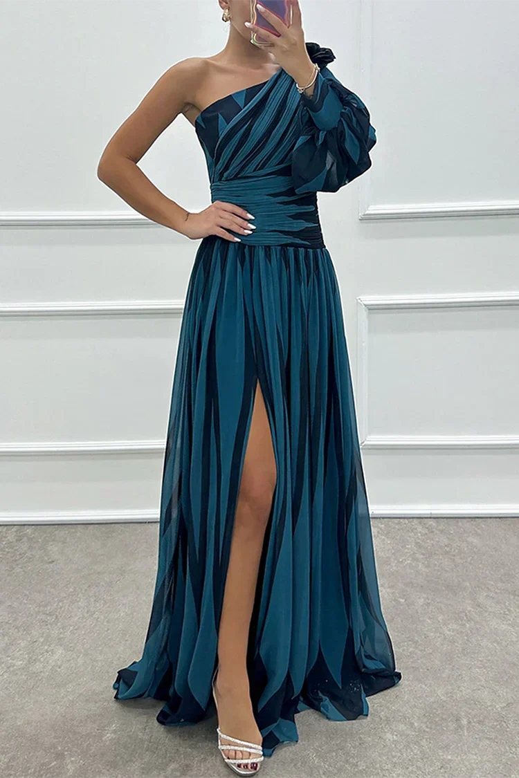 Chloe | Women's Elegant Striped One Shoulder Maxi Dress