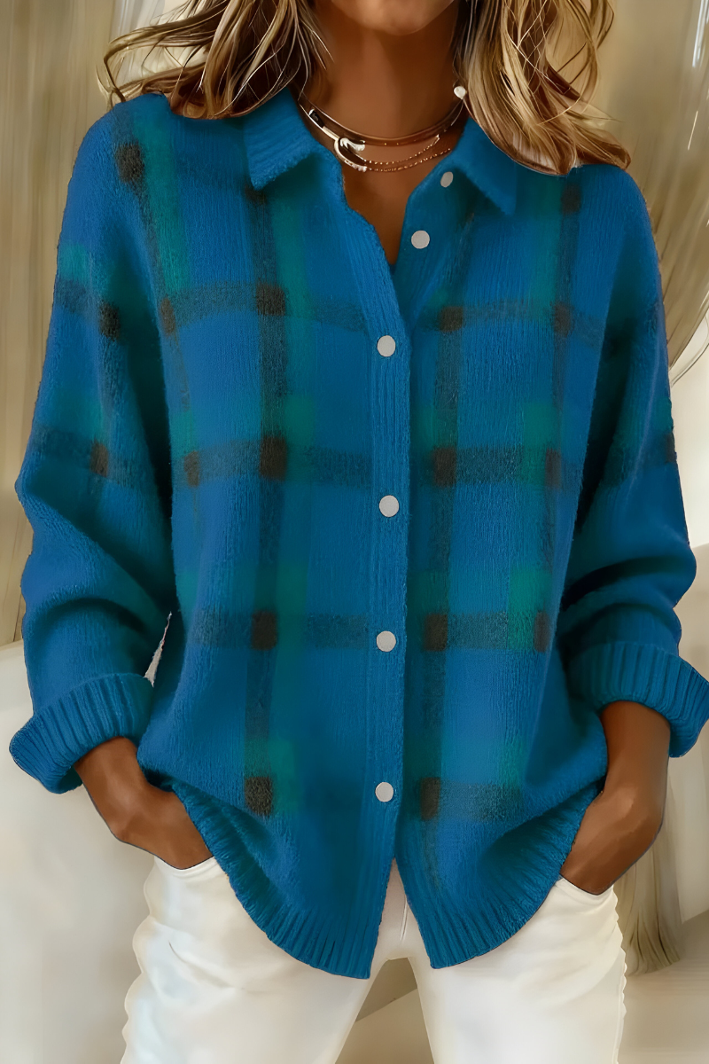 Tesa | Women's Relaxed Cozy Plaid Cardigan