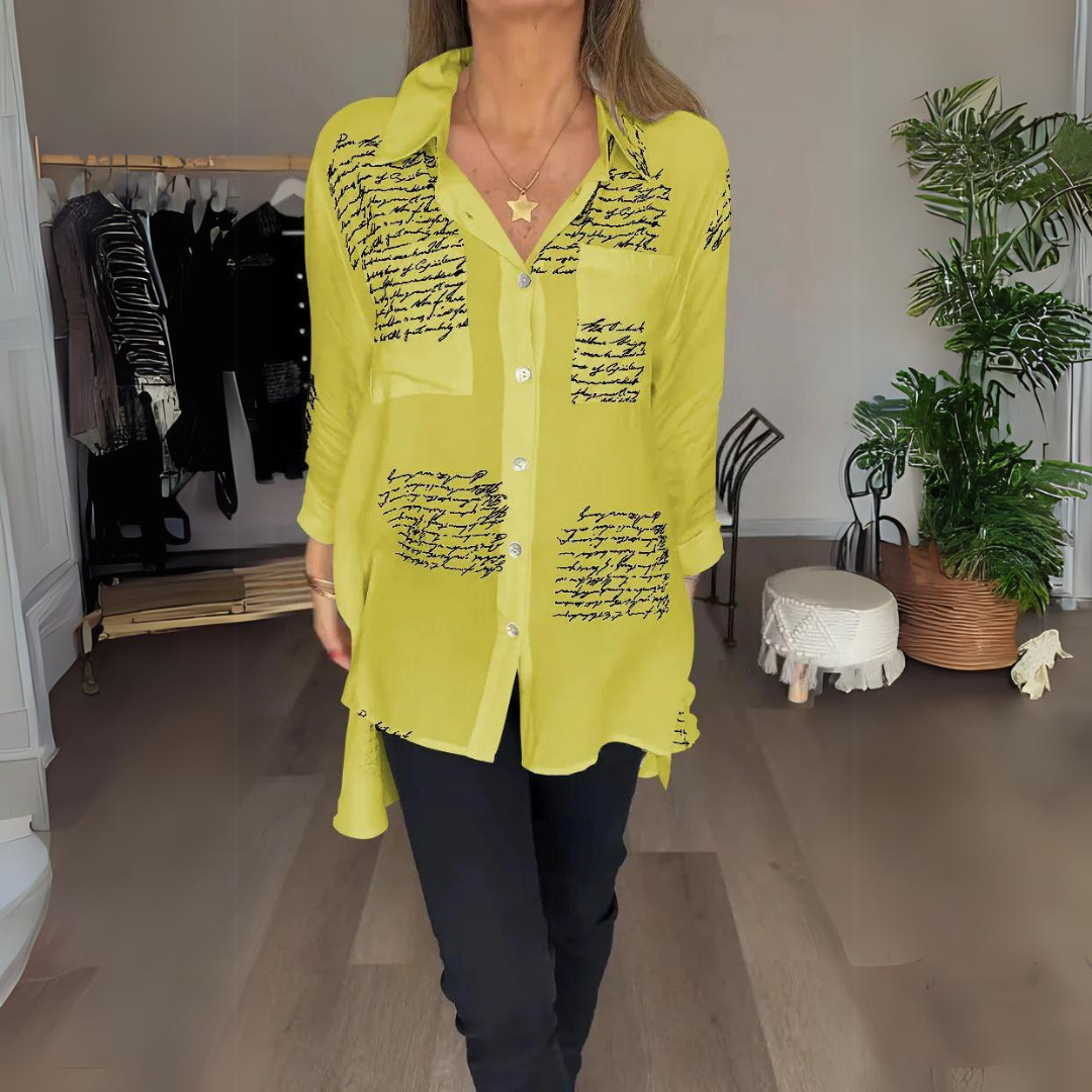 Carla | Women's Longline Handwritten Button-Up Shirt