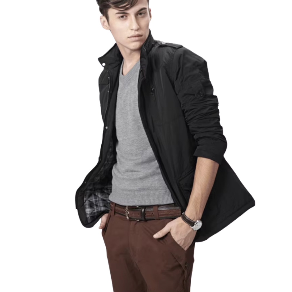 Men's Elegant Windproof Jacket with Long Sleeve
