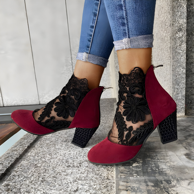 Norenne | Women's Cushioned Zip Chic Breathable Orthopedic Heels with Arch Support