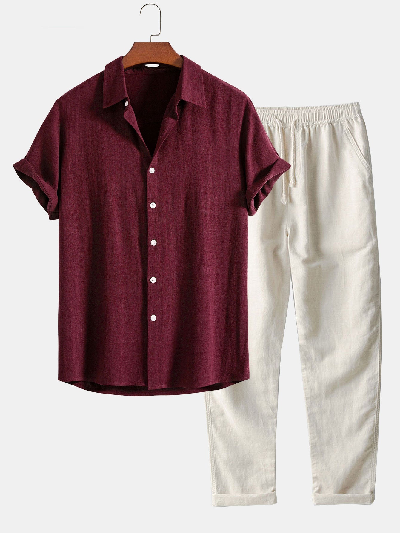 Men's Button-Up Shirt and Straight Leg Trousers in Blend