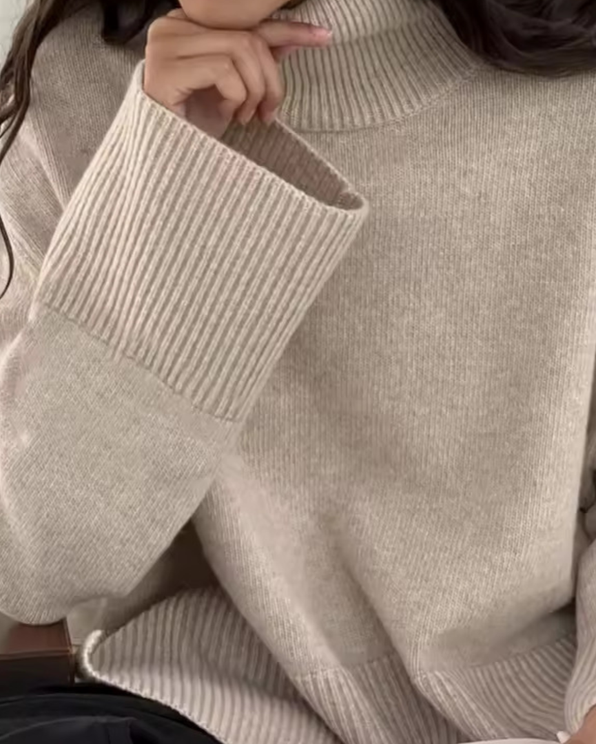 Emma | Women's Longline Roll Neck Jumper with Side Slit