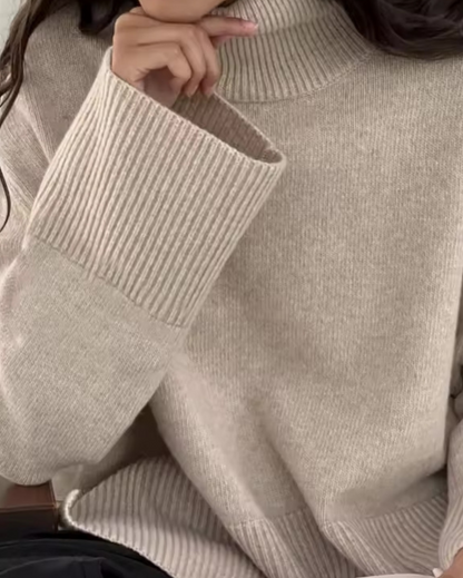Emma | Women's Longline Roll Neck Jumper with Side Slit