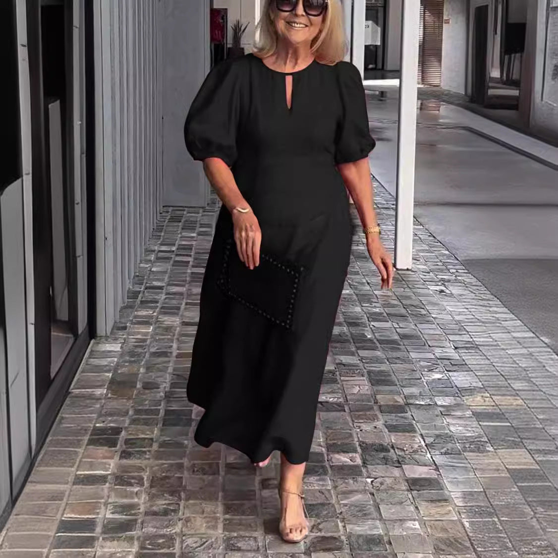 Juliana | Women's Elegant Puff-Sleeve Midi Dress